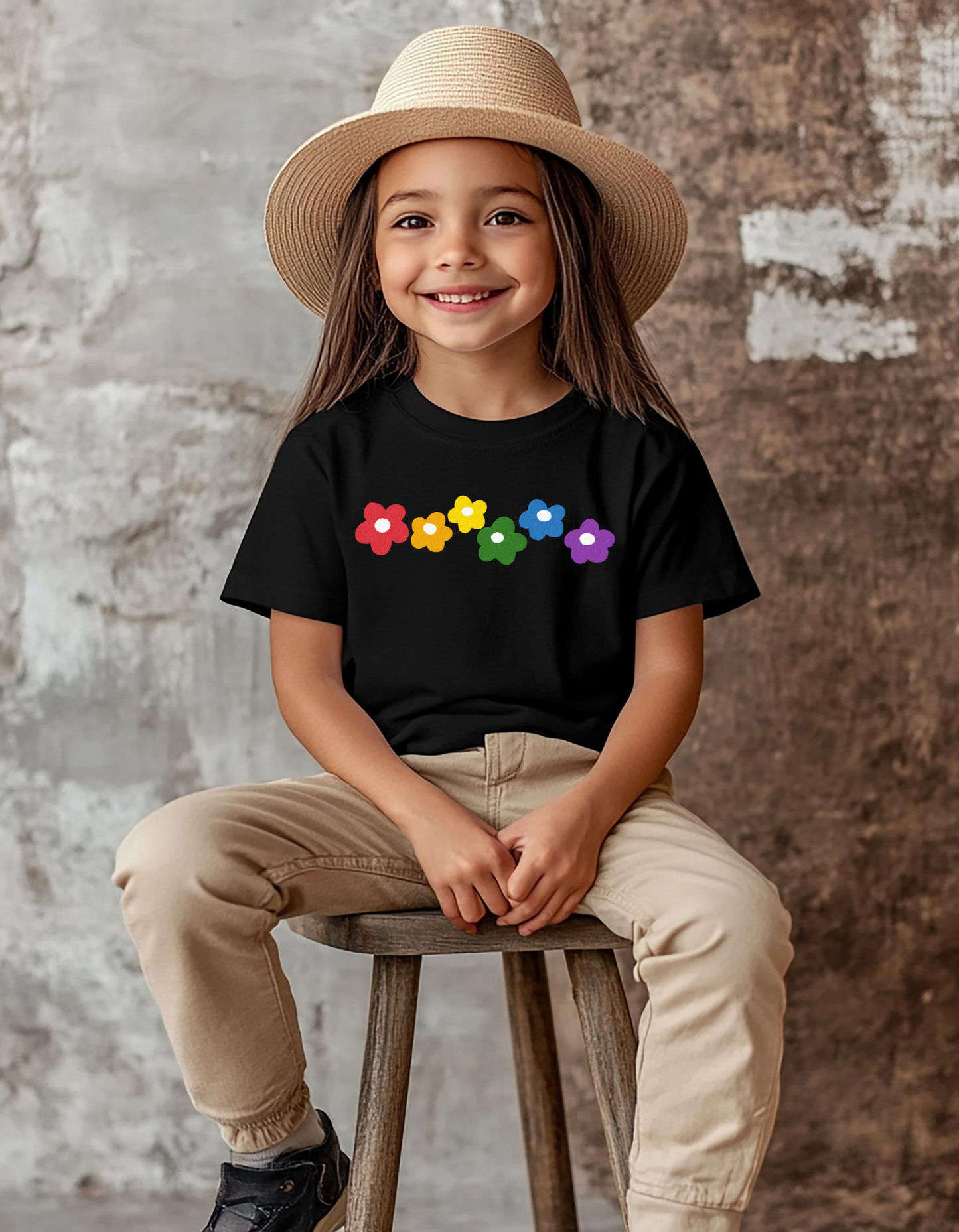 Girls' T-Shirt (Black, 4-8 yrs)