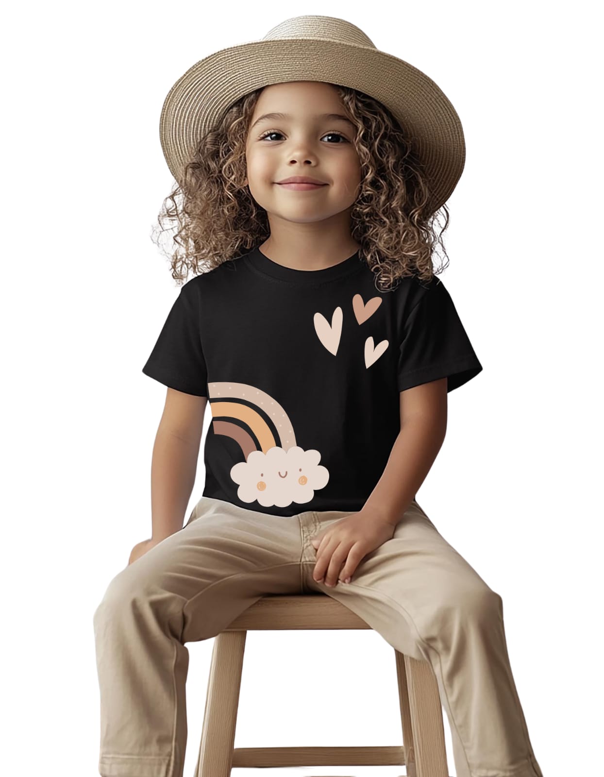 Girls' T-Shirt (Black, 4-8 yrs)