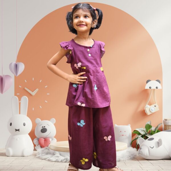 Purple Butterfly Co-ords Set for Girls