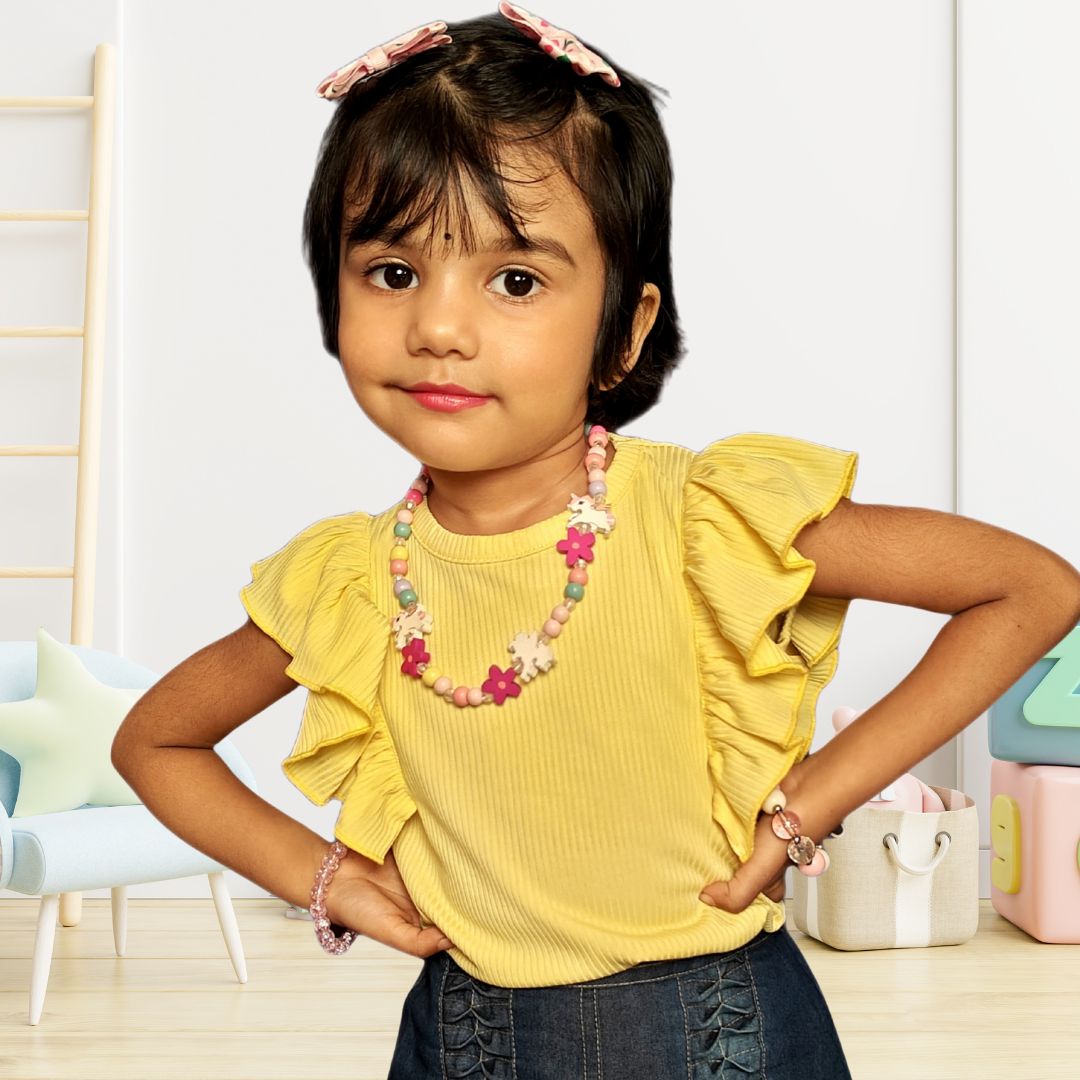 Yellow Ruffle Top for Girls - Image 2
