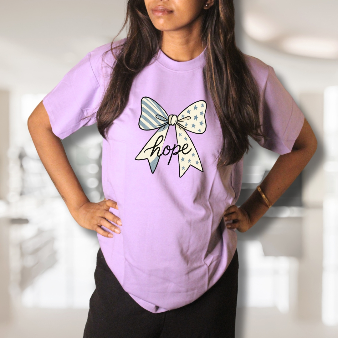 Hope Bow Lavender Cotton Tee - Image 1