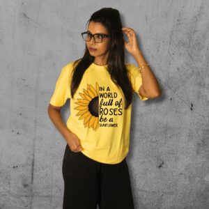 Be a Sunflower Yellow Cotton Tee - Image 2