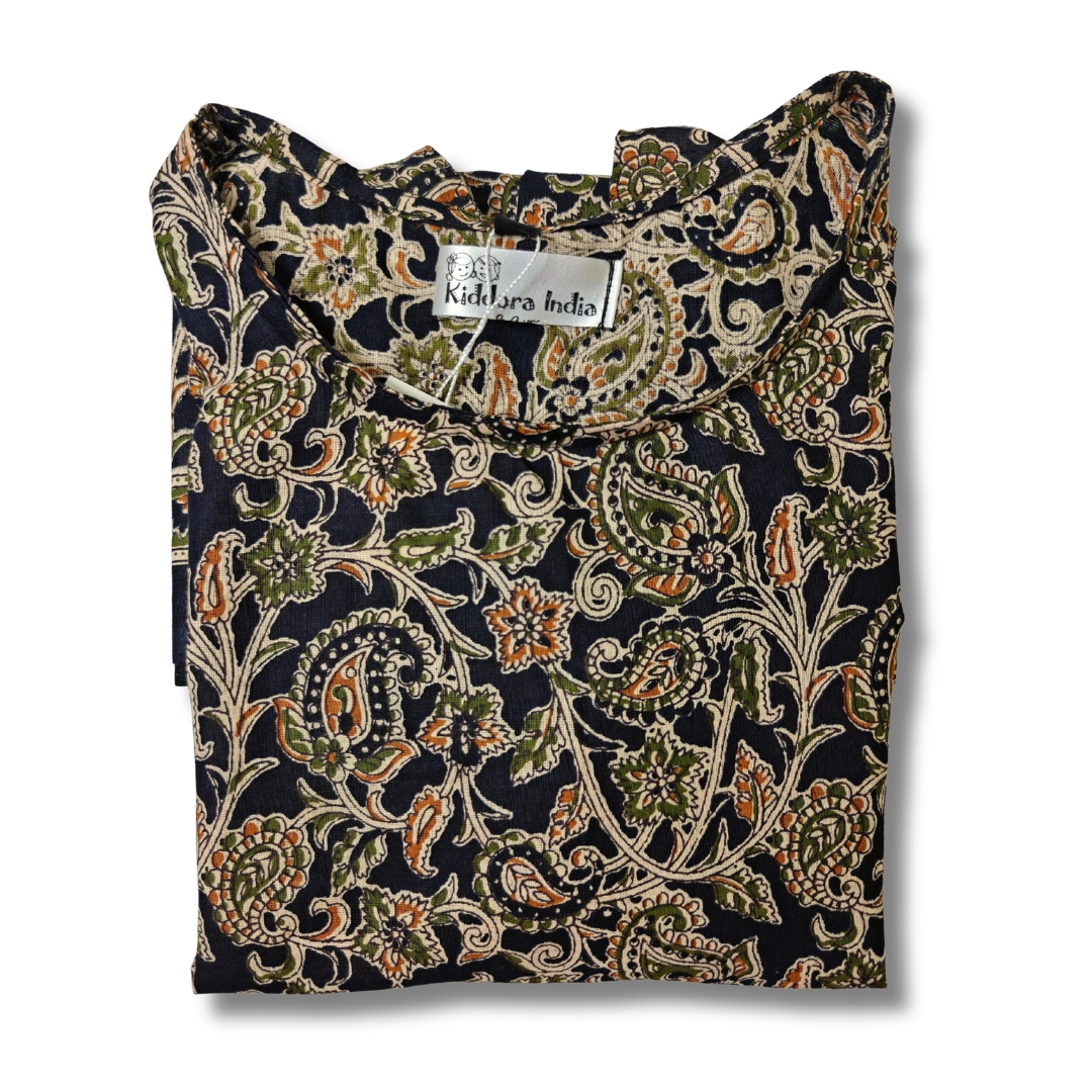 Black Kalamkari Printed Cotton Top for Women - Image 7