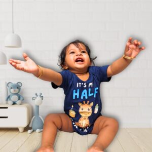 "It’s My Half Birthday" Romper - Navy Blue