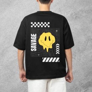 Savage Drip Grid Black Graphic Tee - Image 4