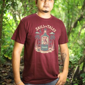Sails & Tales “HUK Fishing” Adventure Maroon/Black Tee