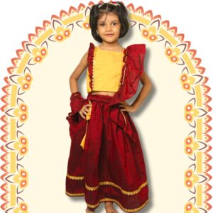 Maroon & Yellow Ethnic Outfit for Kids - Image 2