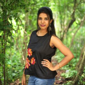 Black Cotton Top with Appliqué Work for Women - Image 3