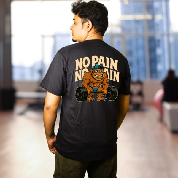 No Pain No Gain Gorilla Black Gym Tee