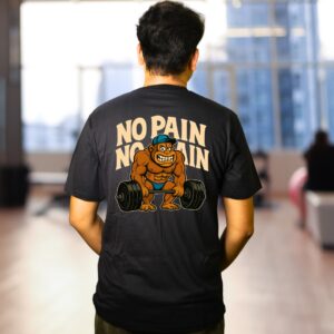 No Pain No Gain Gorilla Black Gym Tee - Image 3
