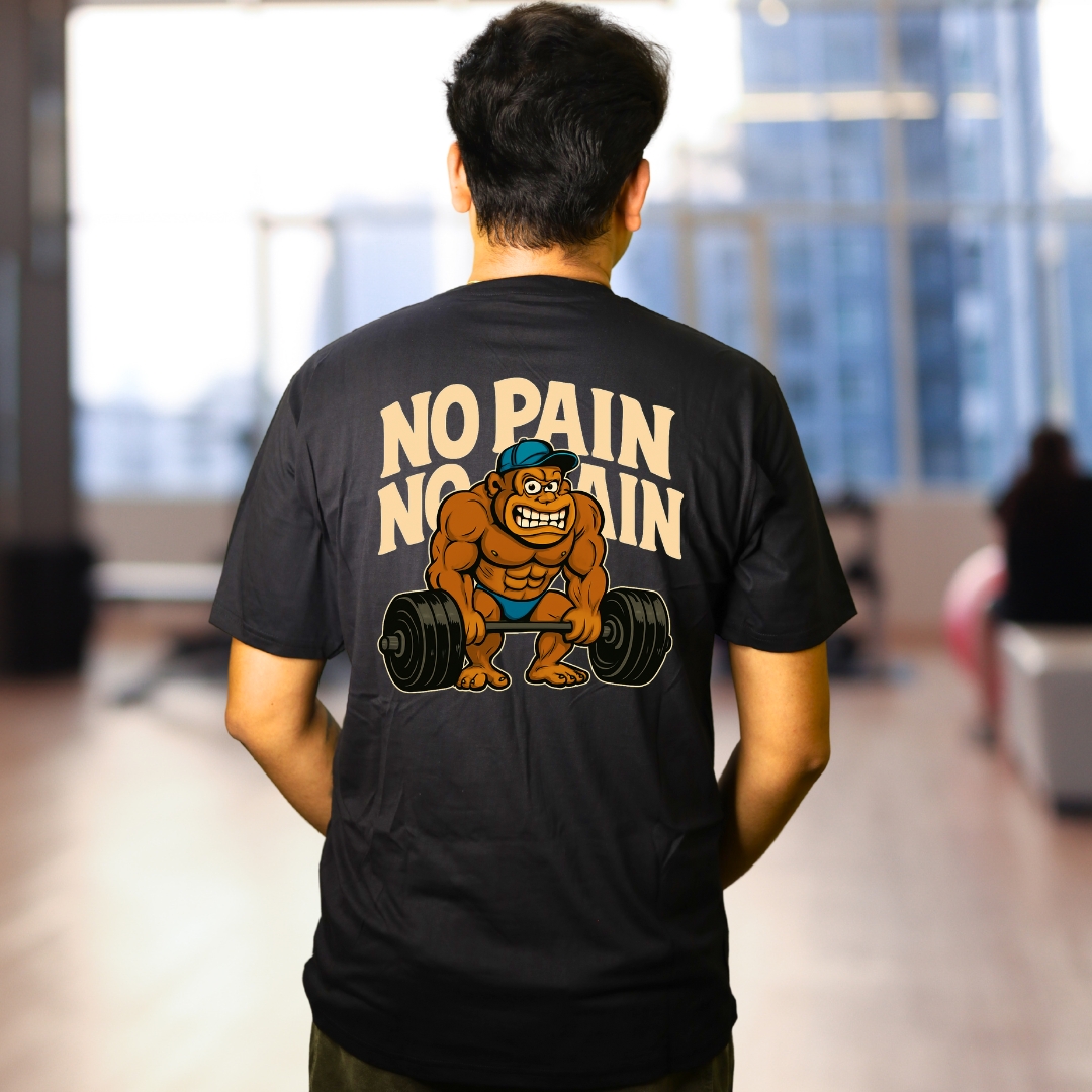 No Pain No Gain Gorilla Black Gym Tee - Image 3