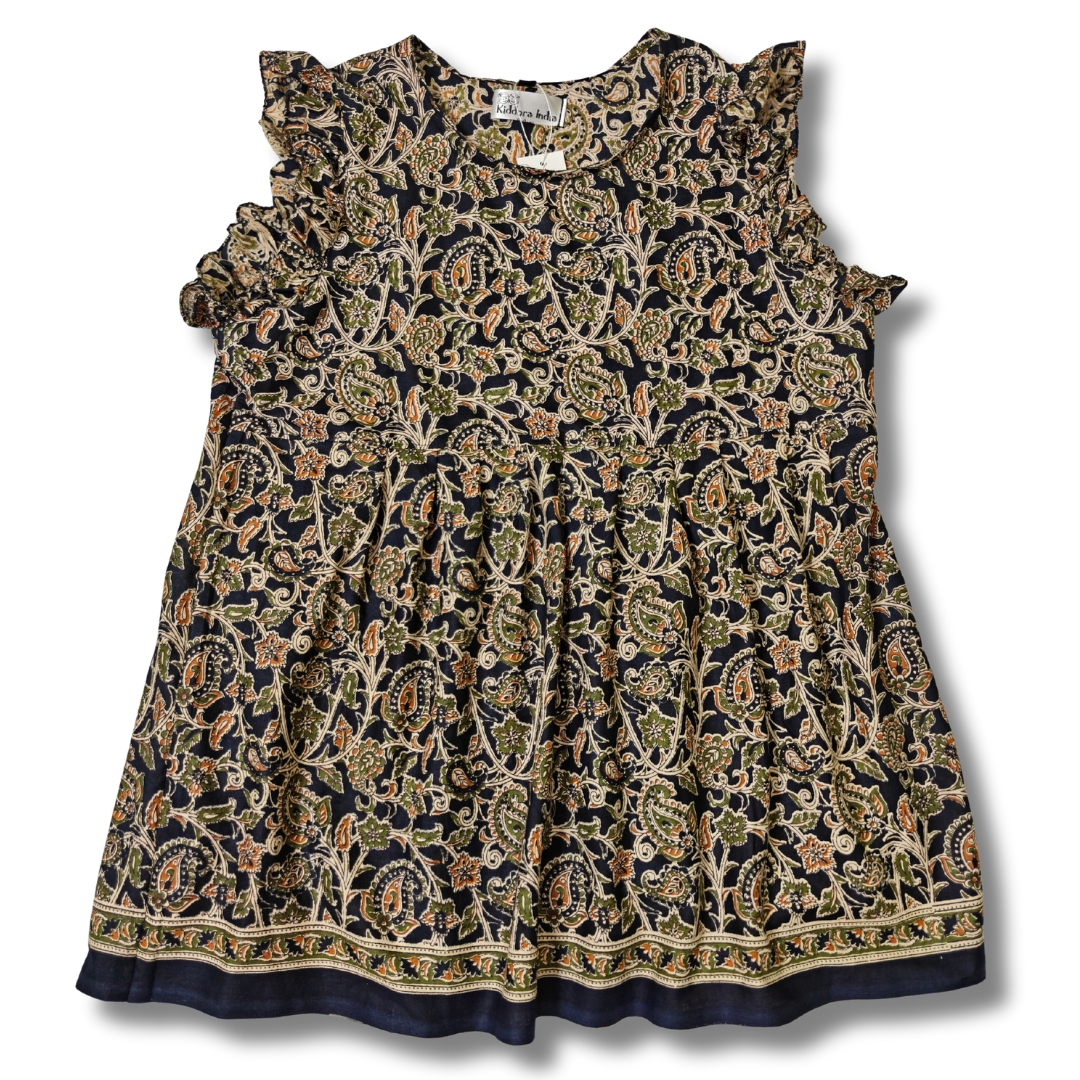 Black Kalamkari Printed Cotton Top for Women - Image 5