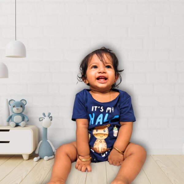 "It’s My Half Birthday" Romper - Navy Blue