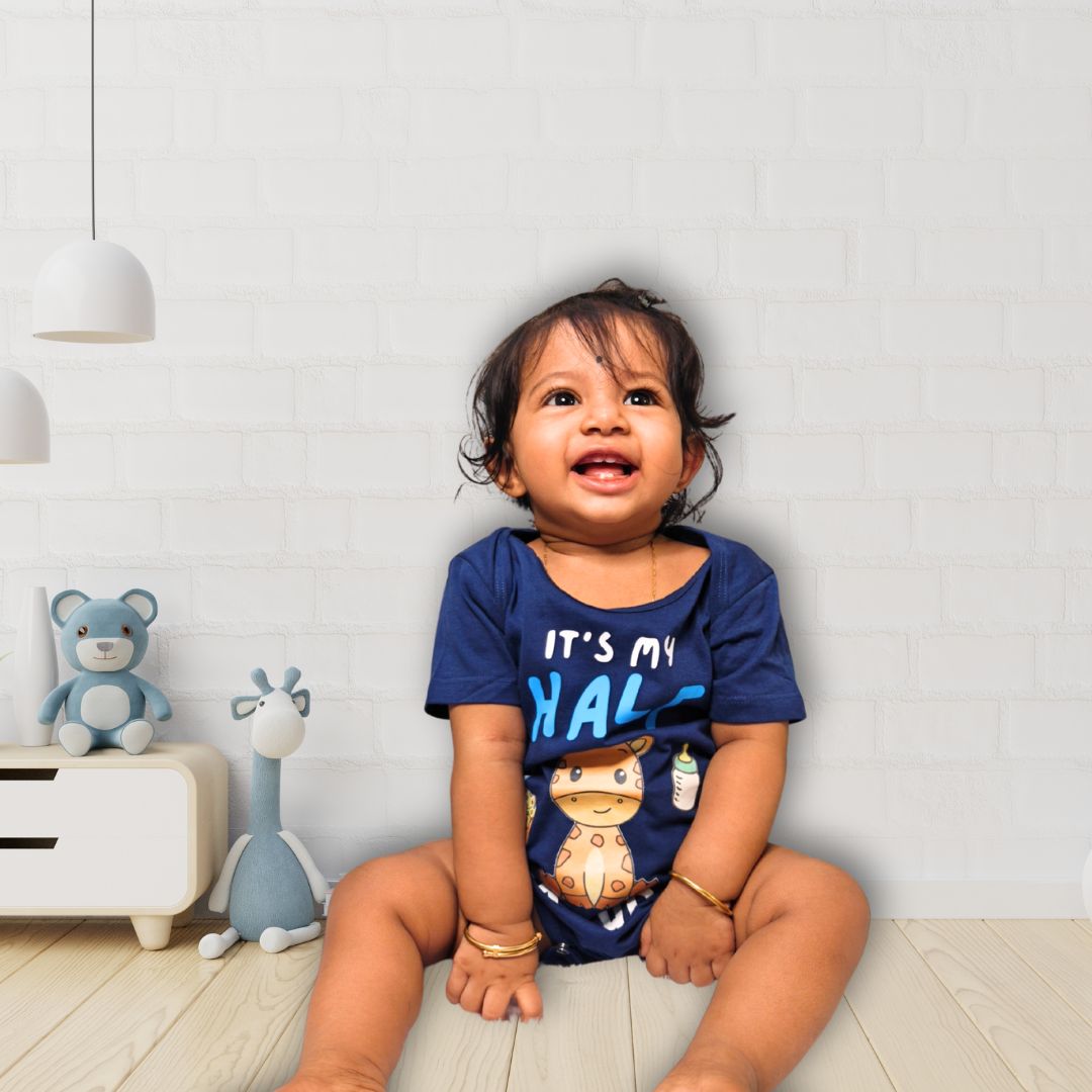 "It’s My Half Birthday" Romper - Navy Blue - Image 2