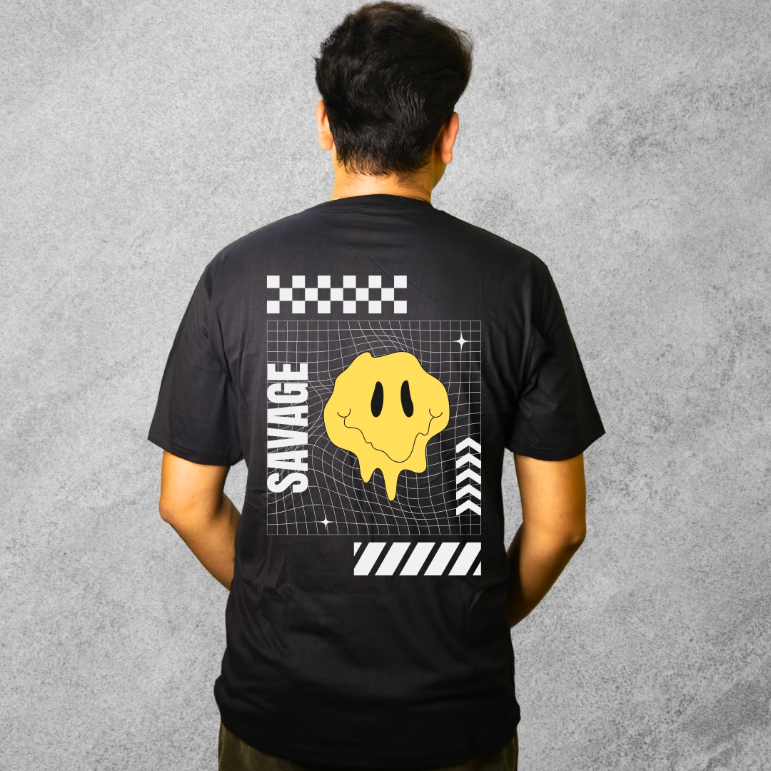 Savage Drip Grid Black Graphic Tee - Image 2
