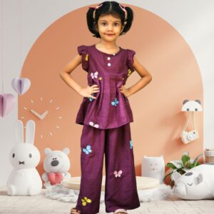 Purple Butterfly Co-ords Set for Girls - Image 4