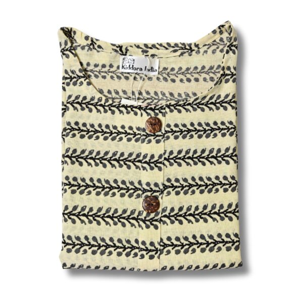 Beige Hand Block Printed Cotton Sleeveless Top