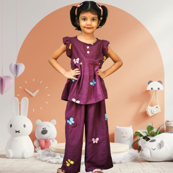 Purple Butterfly Co-ords Set for Girls