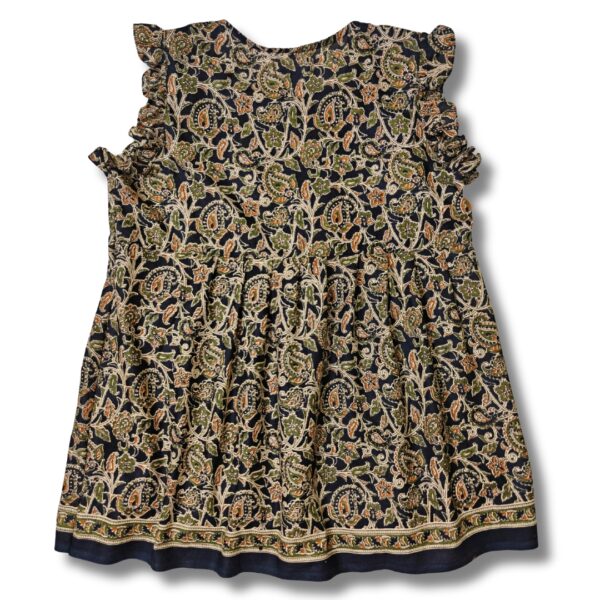 Black Kalamkari Printed Cotton Top for Women