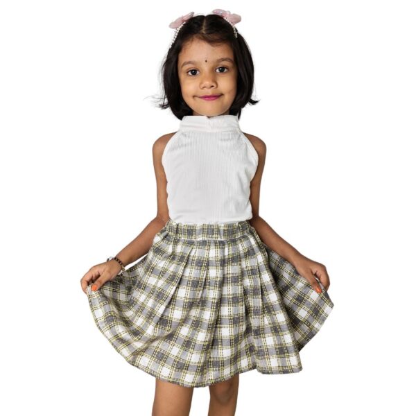Semi-Pleated Mini Skirt For Baby Girls