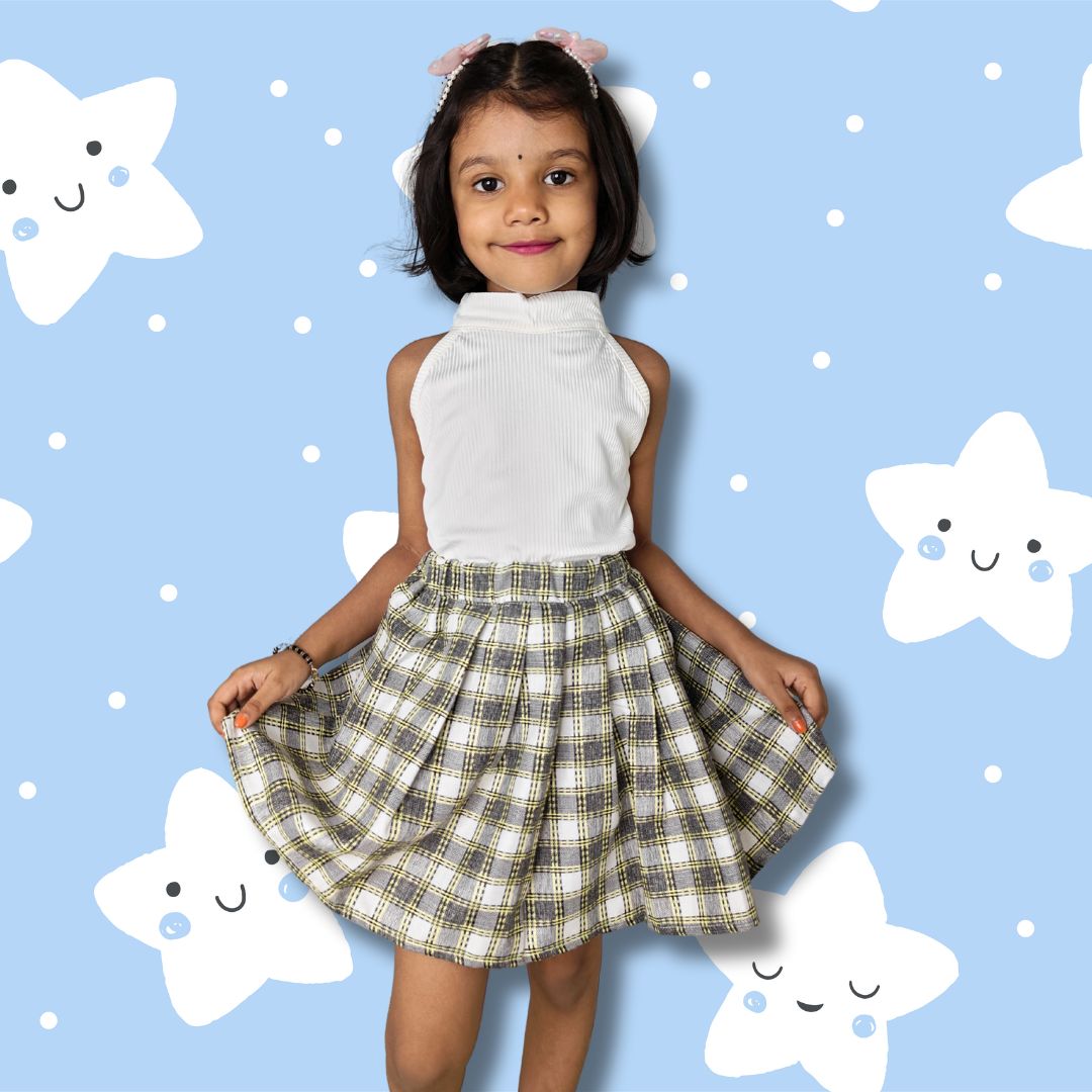 Semi-Pleated Mini Skirt For Baby Girls - Image 2