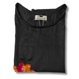 Black Cotton Top with Appliqué Work for Women - Image 8