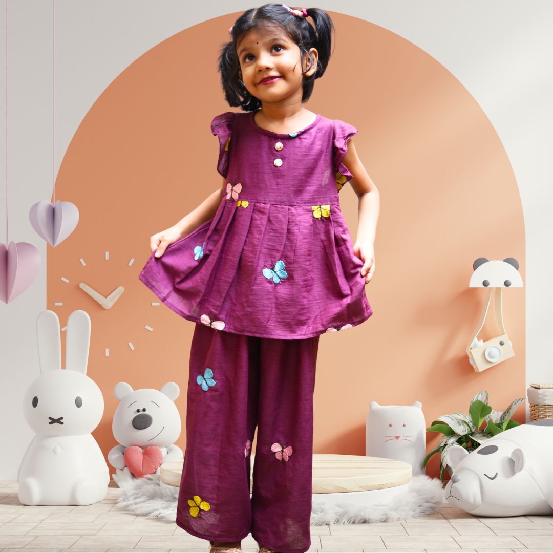 Purple Butterfly Co-ords Set for Girls - Image 7