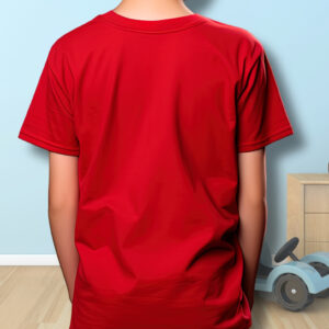 Unisex Red Cotton T-Shirt – "I Love My Buddies" Cartoon Print - Image 4