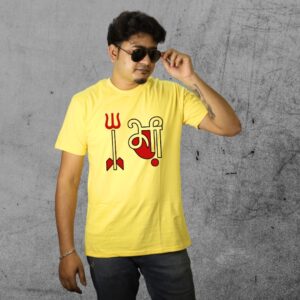 Maa Durga Trishul White|Lavender|Yellow Cotton Tee