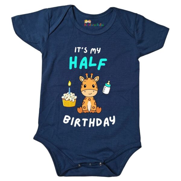 "It’s My Half Birthday" Romper - Navy Blue