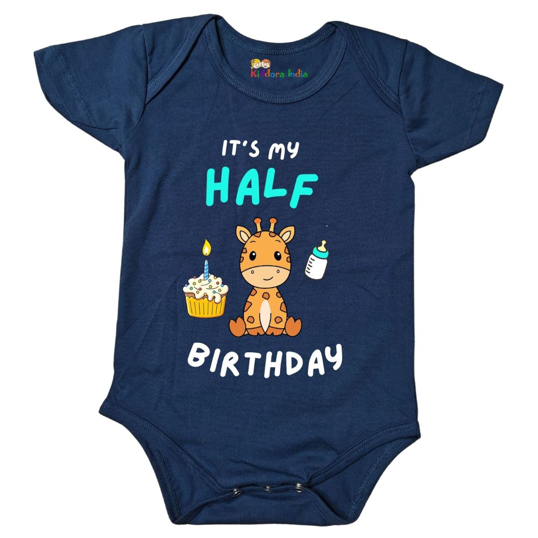 "It’s My Half Birthday" Romper - Navy Blue - Image 4