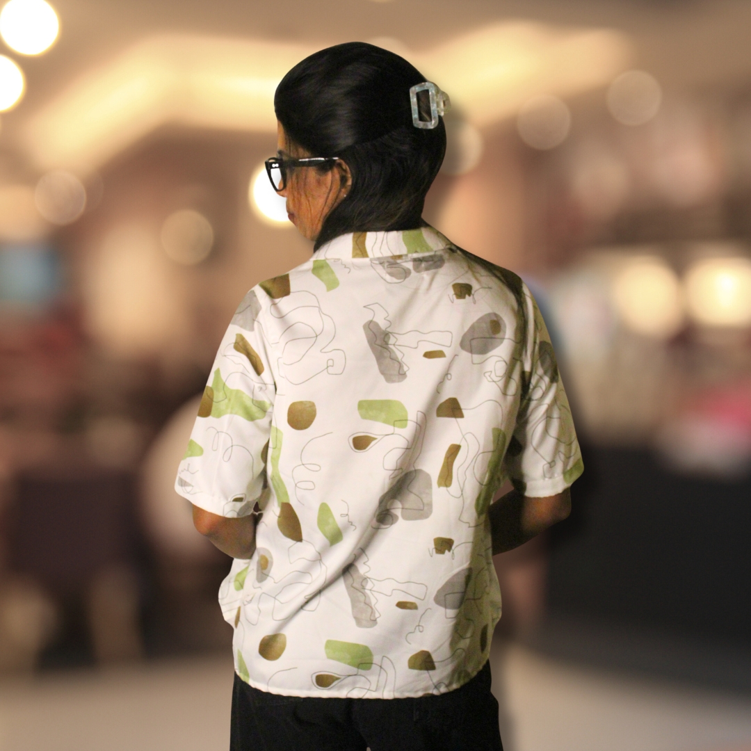 White Abstract Printed Shirt for Women - Image 4