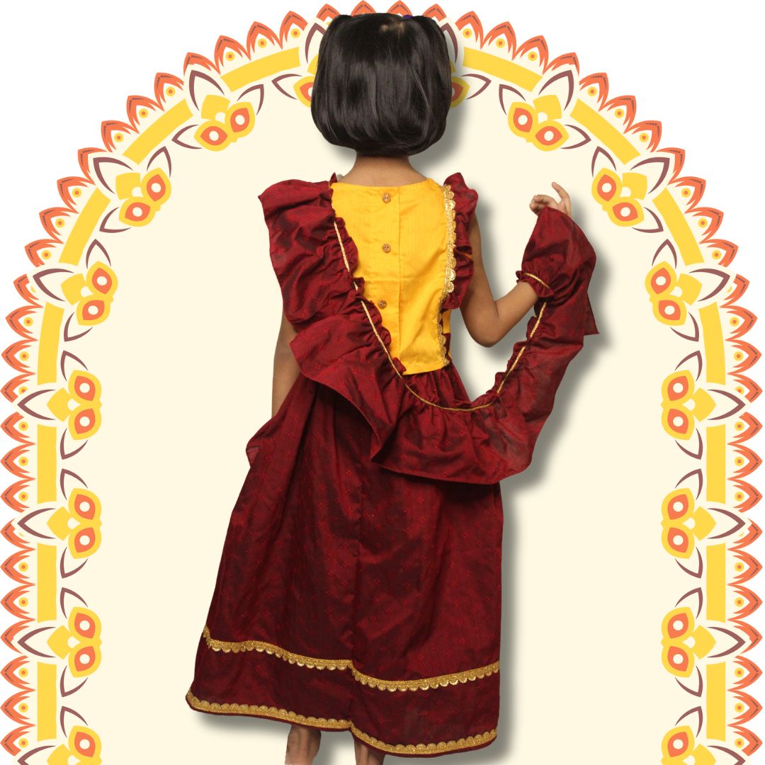 Maroon & Yellow Ethnic Outfit for Kids - Image 6