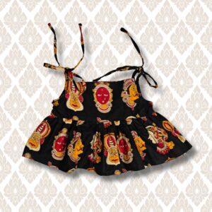 Black Kathakali Face Print Co-ord set for Kids - Image 4