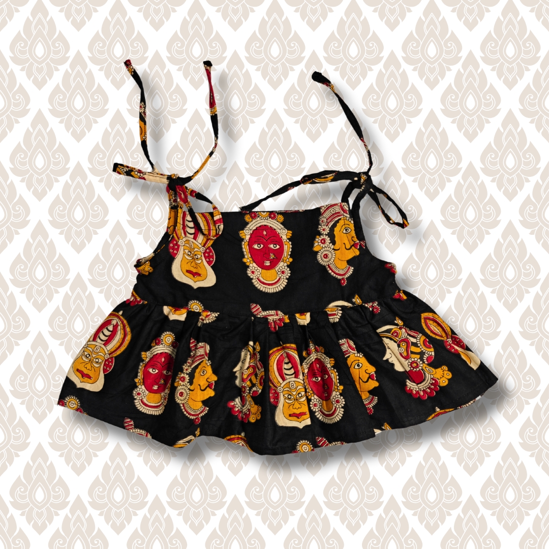 Black Kathakali Face Print Co-ord set for Kids - Image 4