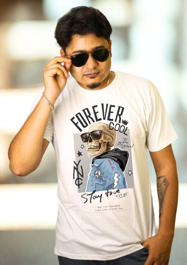 Skull Rebel “Forever Cool” Graphic White Tee