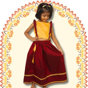 Maroon & Yellow Ethnic Outfit for Kids - Image 4
