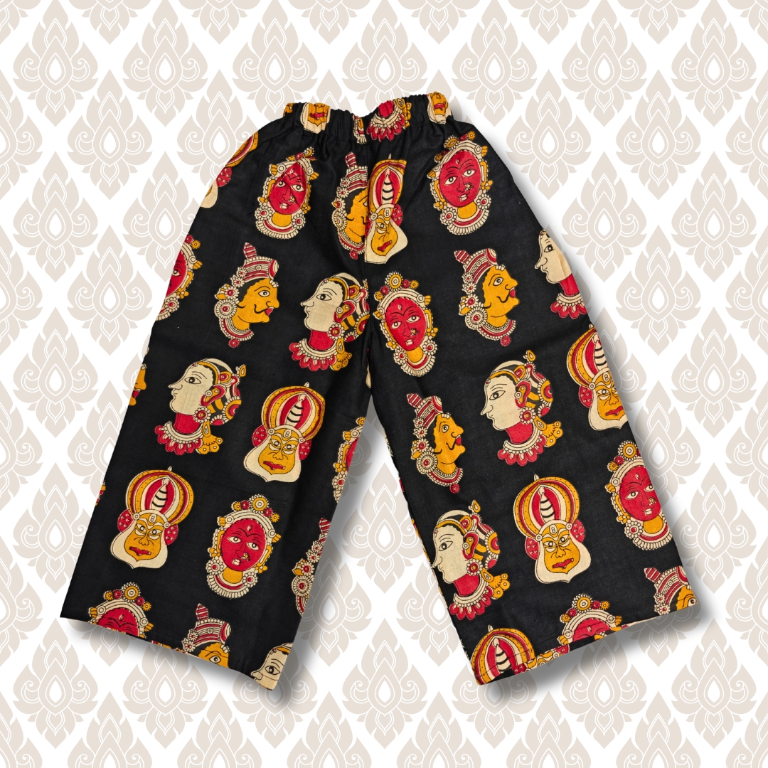 Black Kathakali Face Print Co-ord set for Kids - Image 5