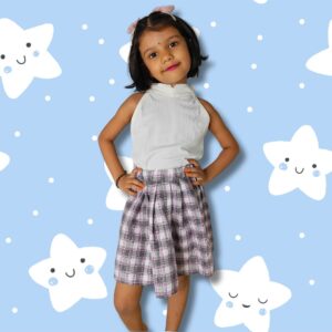 Semi-Pleated Mini Skirt For Baby Girls