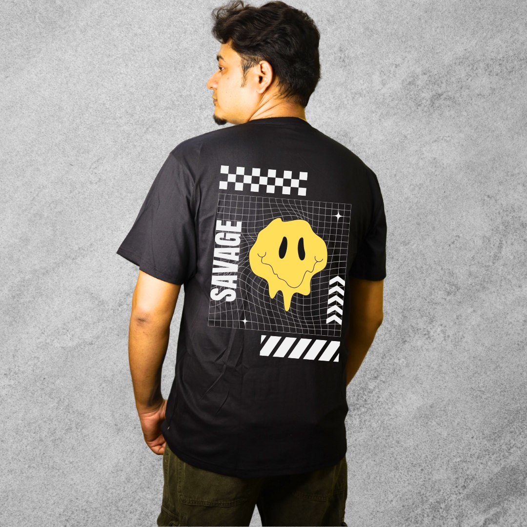 Savage Drip Grid Black Graphic Tee - Image 3