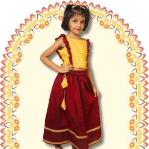 Maroon & Yellow Ethnic Outfit for Kids - Image 5
