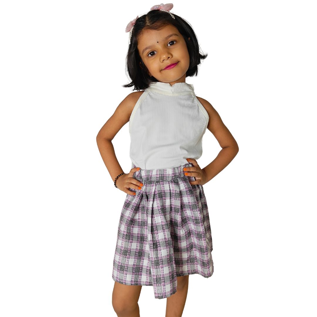 Semi-Pleated Mini Skirt For Baby Girls - Image 13