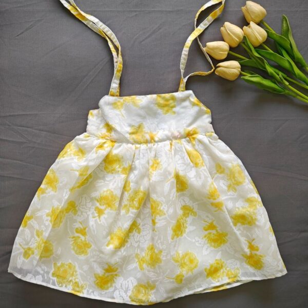White & Yellow Floral Frock for Toddlers