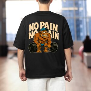 No Pain No Gain Gorilla Black Gym Tee