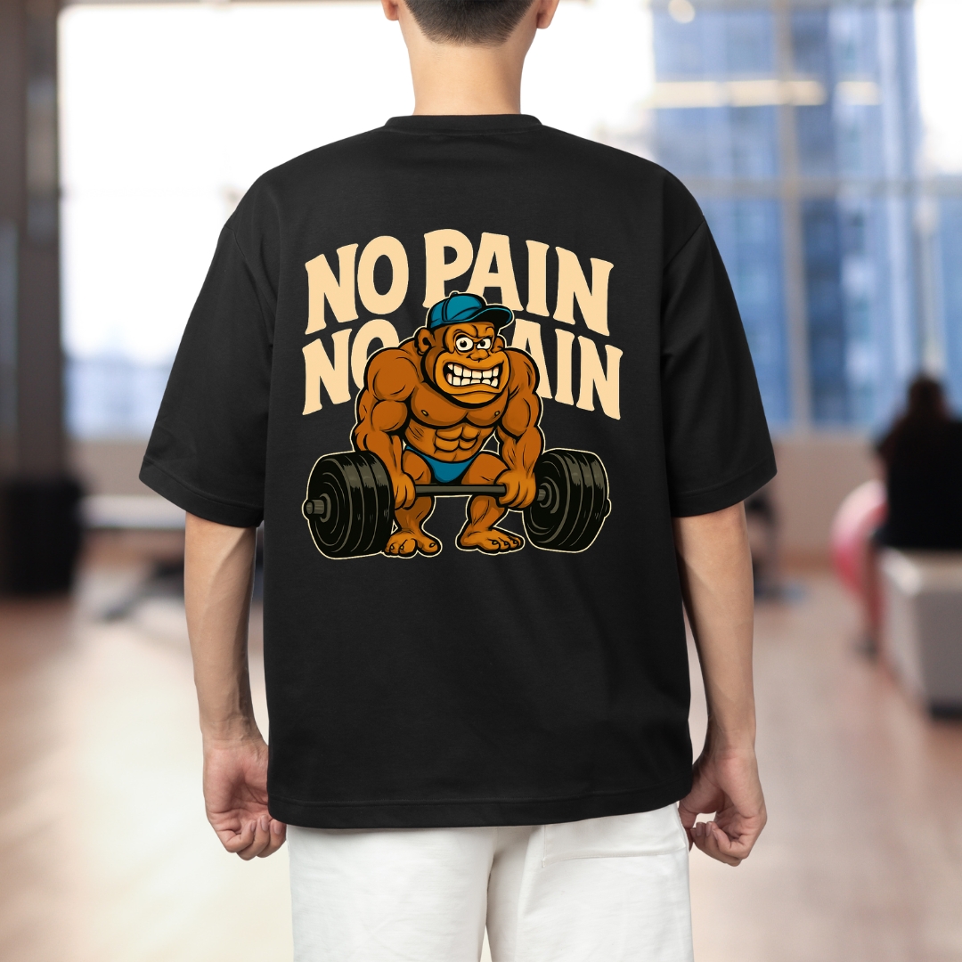 No Pain No Gain Gorilla Black Gym Tee - Image 1