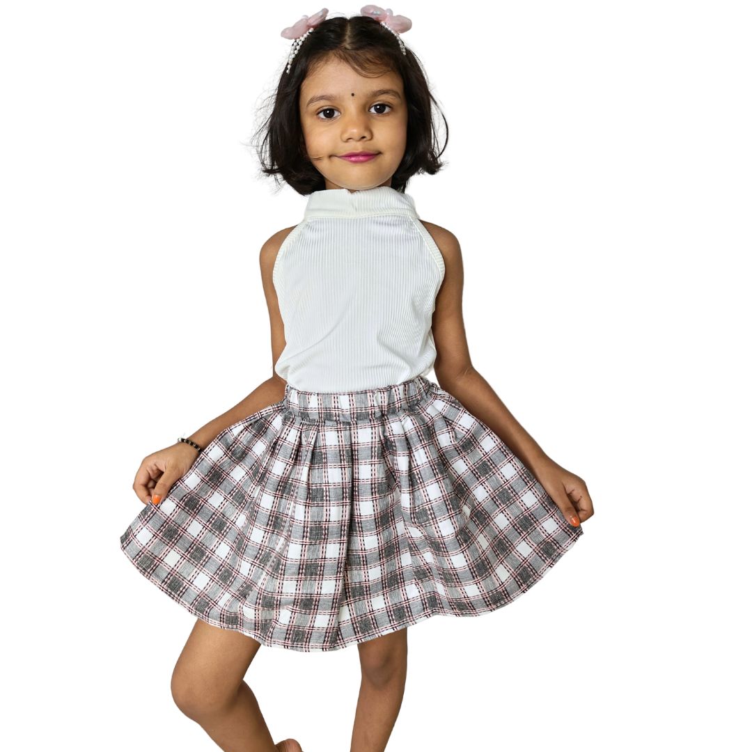 Semi-Pleated Mini Skirt For Baby Girls - Image 12
