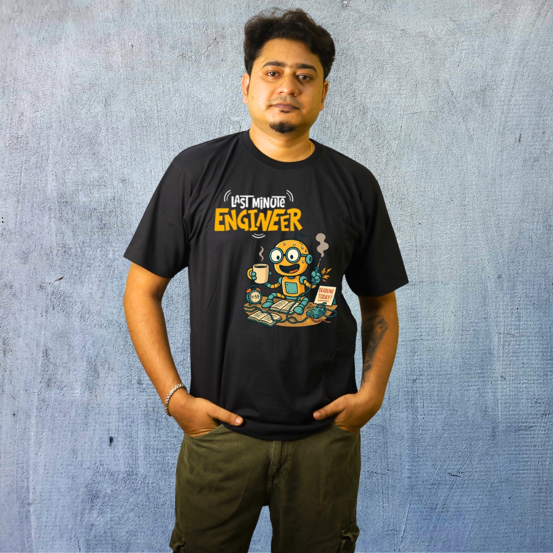 Last-Minute Engineer Black Cotton Tee - Image 4