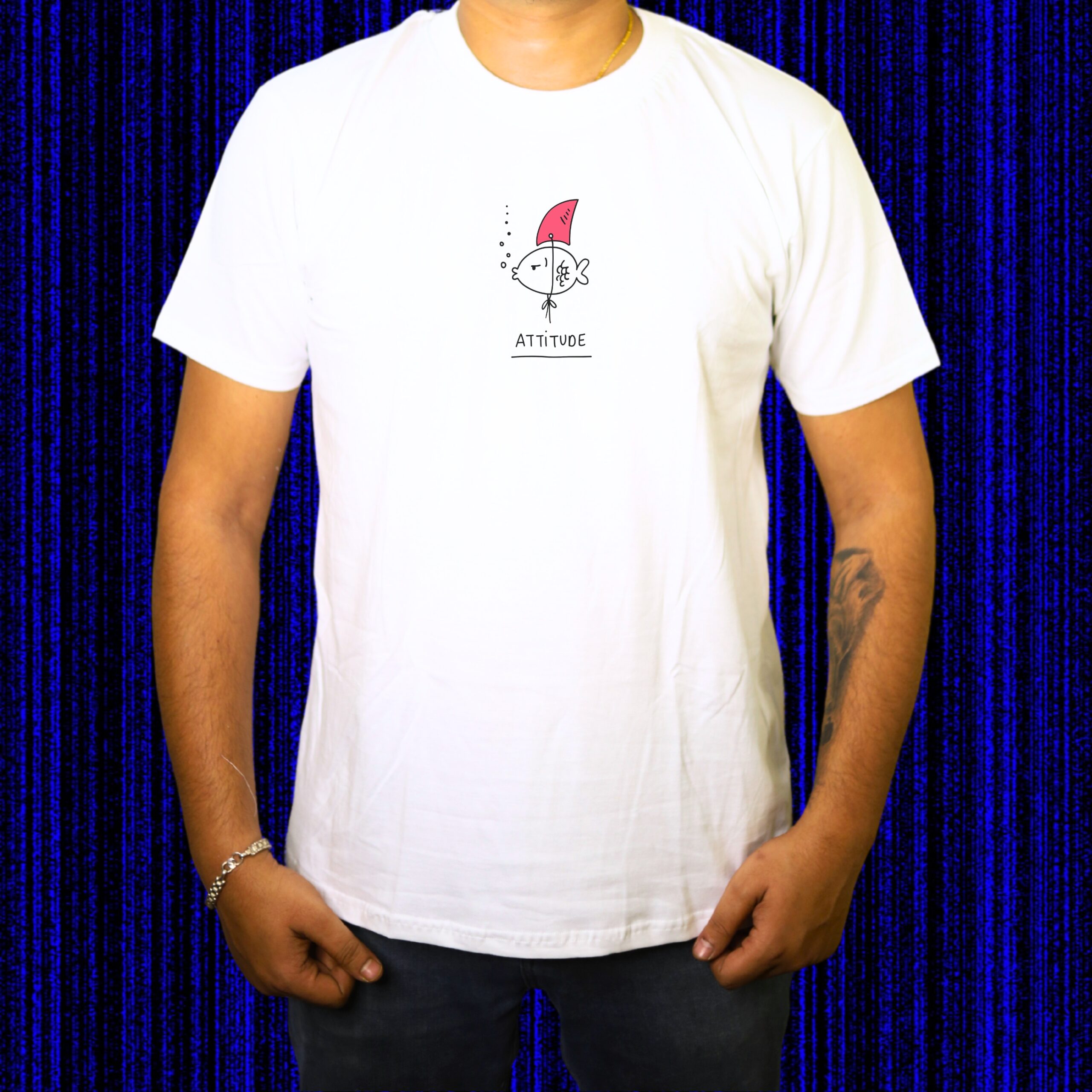 Kiddora “Attitude Fish” Minimal Graphic Unisex T-Shirt - Image 2