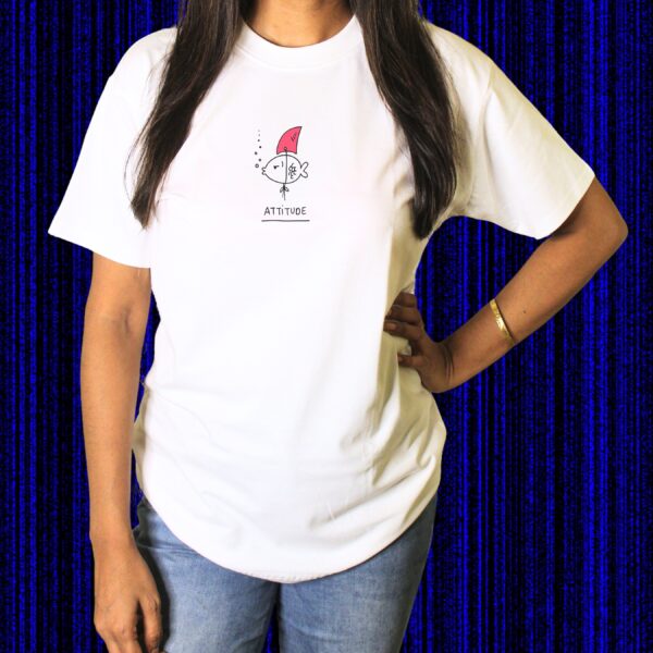 Kiddora “Attitude Fish” Minimal Graphic Unisex T-Shirt