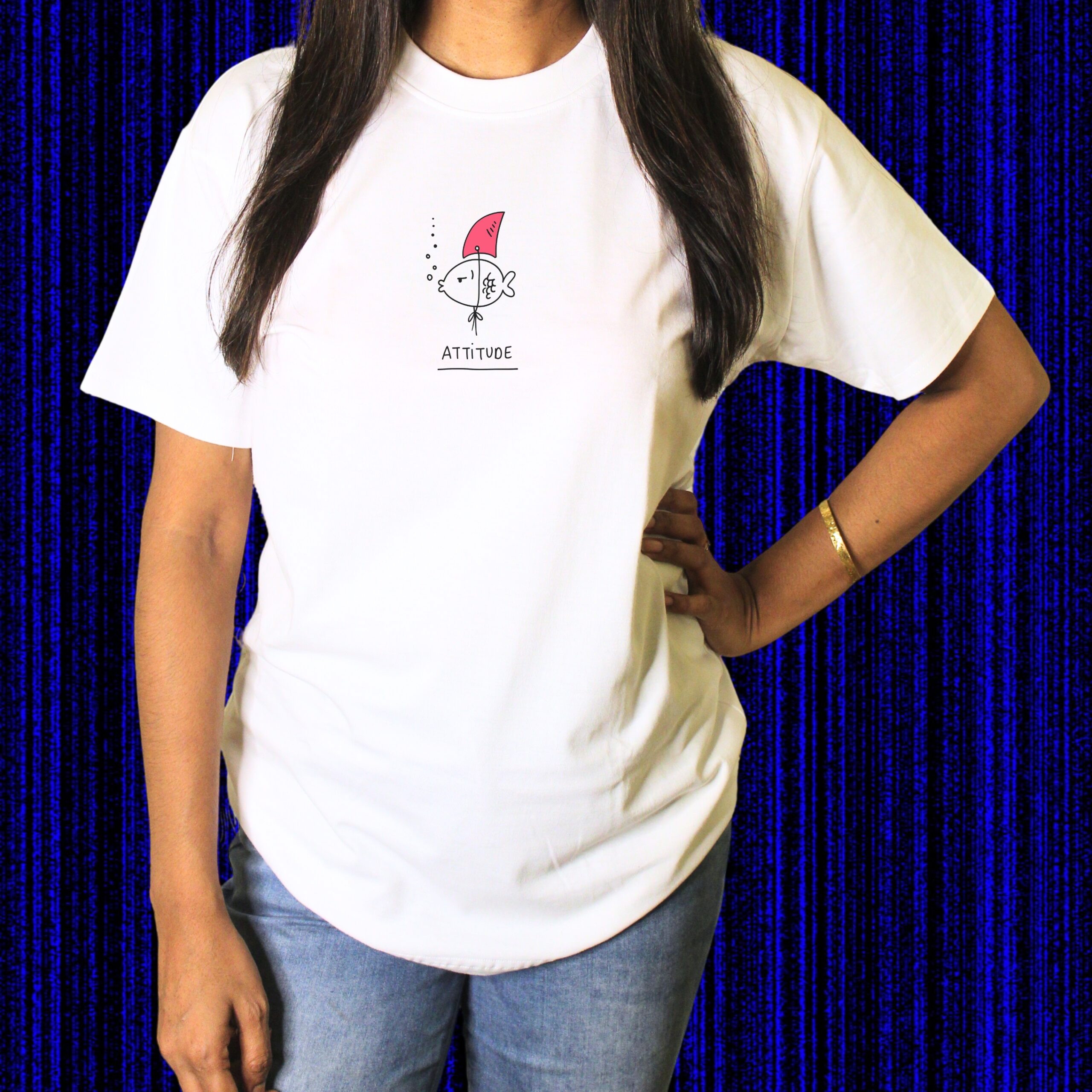 Kiddora “Attitude Fish” Minimal Graphic Unisex T-Shirt - Image 1